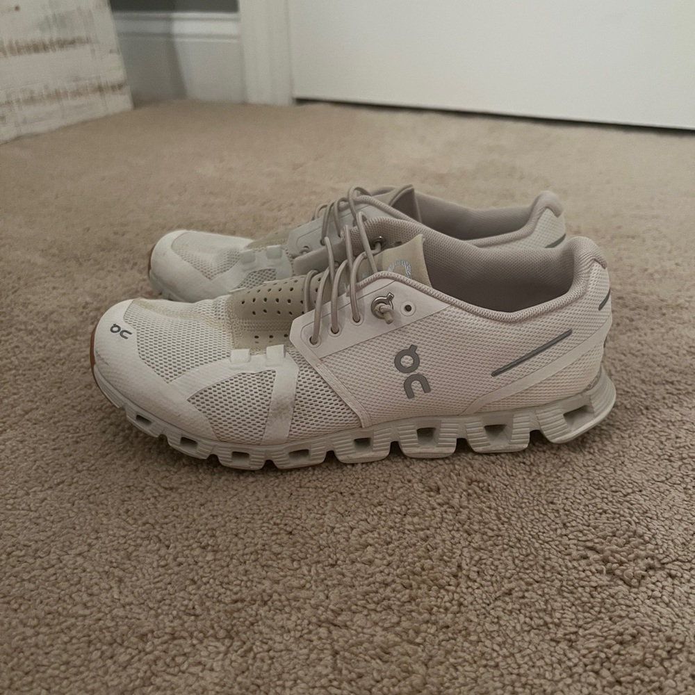 White/Tan On Cloud Running Shoes